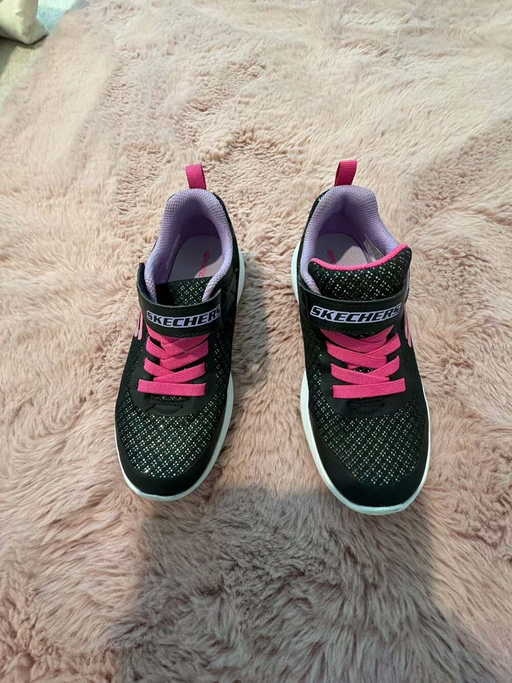 Skechers Girls Microspec Plus Sprint Speed Athletic Sneaker Black Pink